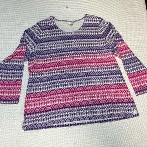 CJ Banks Blouse Shirt Women’s size 2X Purple Pink Design Long Sleeve